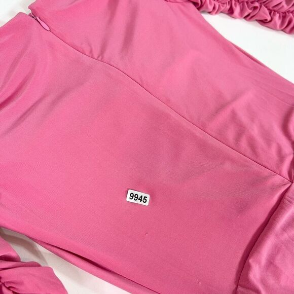 Aliétte Dress Womens Size 0 Pink Ruched Long-Sleeve Bodycon Cocktail - Picture 10 of 10